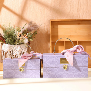 Ánh Sáng Cổ Điển Sang Trọng Hộp Quà Tặng Đám Cưới Phù Dâu Quà Tặng Bao Bì Hộp Màu Tím Kim Loại Túi Xách Hộp Với Xử Lý - Product Image 4