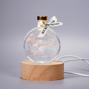 Artificial Glass Ball DIY Base 3D Led USB Round Wood Base Ball <strong>Table</strong> Lamp Led Night Light - Product Image 1