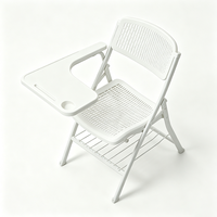 Silla de Entrenamiento Plegable con Tableta de Escritura, Silla de Conferencia Apilable con Estructura Metálica para Hotel, Salón Multifuncional