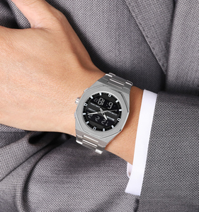 Orologio Sportivo da Uomo SKMEI 2624 con Doppio Display, 3 Fusi Orari, Cronografo, Cinturino in Acciaio Inossidabile, Orologio di Lusso in Lega - Product Image 6