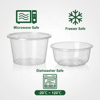 Bol à salade rond transparent de 16 oz (500 ml) sans BPA, en plastique PP de qualité alimentaire, jetable, micro-ondable, avec couvercles, en vrac et personnalisable