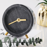 Réveil de bureau traditionnel en marbre, mouvement à quartz, décoration créative pour bureau et bibliothèque - Idéal pour anniversaires