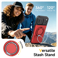 Nouvelle Coque Antichoc 2026 avec Emplacement Carte Caché et Cache Caméra Coulissant à 360° °   Coque de téléphone rotative avec support pour iPhone 18 17 16 Pro Max