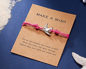 Lettre <span class=keywords><strong>d</strong></span>'amour personnalisée Charm faire un vœu bracelets <span class=keywords><strong>en</strong></span> corde rouge femmes Love Heart Birds Leaf bracelets sur cartes Cadeaux <span class=keywords><strong>d</strong></span>'amitié - Product Image 5