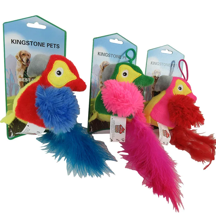 Игрушечная игрушка с перьями для домашних животных, интерактивные плюшевые игрушки для кошек с звуковой коробкой внутри