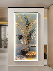 Lussuoso Dipinto Murale Decorativo in Cristallo e Porcellana <span class=keywords><strong>con</strong></span> Luce LED Geometrica Astratta, Arte Murale di Lusso Incorniciata per Arredamento Casa - Product Image 4