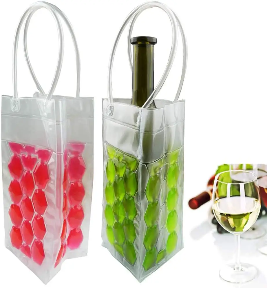 Герметичный мешок для льда, прозрачный портативный охладитель для винных бутылок, подарочные пакеты, ПВХ охлаждающий винный мешок