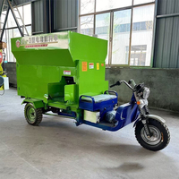 Tricycle électrique diesel 3m³ en acier pour l'épandage d'aliments, mélangeur TMR de maïs ensilé, machine d'élevage pour chèvres, vaches et bovins