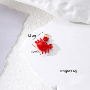 Accessoires de bricolage pour enfants D170, plaqué or, émail coloré, PVD, charme en forme de homard, de crabe, de poivre pour la fabrication de bijoux - Product Image 6