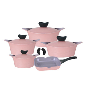 <span class=keywords><strong>Set</strong></span> di <span class=keywords><strong>Pentole</strong></span> in <span class=keywords><strong>Alluminio</strong></span> Pressofuso Ecologico con Rivestimento in Granito Ceramico e Coperchi in Vetro - Product Image 2