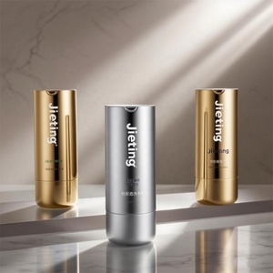Flacon cosmétique sans air en plastique torsadable, tendance, plaqué or et argent brillant, rechargeable, 25 ml et 45 ml, pour sérum et lotion. - Product Image 1