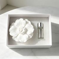Diffuseur de parfum en bois avec pierre aromatique en porcelaine et fleur en céramique, fait main, pour la maison, parfum d'ambiance, huile essentielle, désodorisant