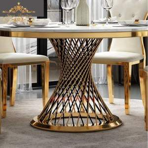 Mesa Redonda Moderna de Acero Inoxidable con Diseño Dorado para Banquetes, Bodas, Comedores, Hoteles y Salas de Estar - Product Image 2
