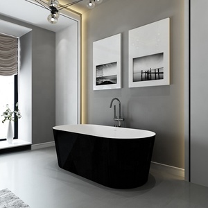 Fábrica de remolinos cinco estrellas hotel estándar nuevo huevo oval en forma de bañera cuarto de baño acrílico negro bañera - Product Image 2