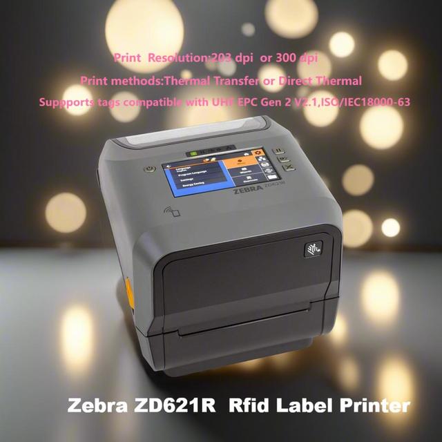 Zebra ZD621r 4-inch 203DPI/300DPI Premium RFID Desktop Thermal Transfer Barcode Label Printer Stock USB Wireless Interface