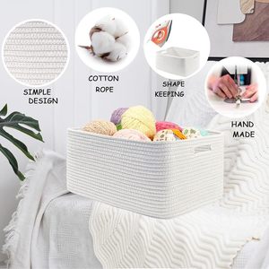 Panier de rangement <span class=keywords><strong>rectangulaire</strong></span> en corde de coton, directement de l'usine, pour la buanderie, les vêtements sales et les articles divers - Product Image 3