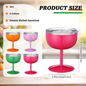 Gobelet à Martini en Acier Inoxydable avec Couvercle 5 oz – Petits Verres à <span class=keywords><strong>Cocktail</strong></span> Coupe Isolés Thermiquement pour Fêtes d'Anniversaire, Bars et Piscines - Product Image 4