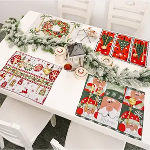 Grosir natal alas xmas-Grosir 2020 Baru Natal Kartun Ramah Lingkungan Taplak Meja Rumah Dekorasi Meja Table Mat untuk Natal Tatakan