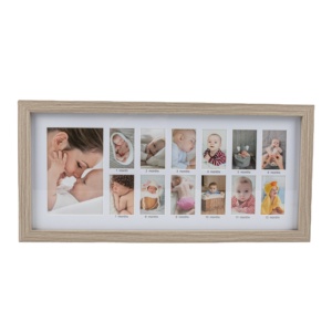 Recuerdo de crecimiento de bebé, primer año, nuevo, montaje en pared, 13 orificios, marcos de fotos con Collage de madera - Product Image 1