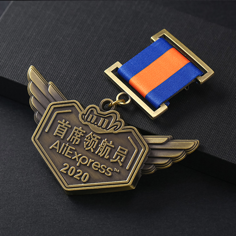 Antique Brass plated Metal Medals Badges