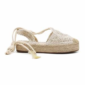 Sandalias de Plataforma con Esparto y Borlas de Macramé Hechas a Mano para Mujer, con Logotipo Personalizado OEM, Calzado de Verano - Product Image 1