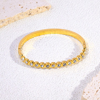 POWELL Bracelet jonc ouvert en acier inoxydable, design mixte, plaqué or 18 carats, émail CZ, étanche, pour femme, vente en gros