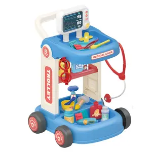 Yüksek kalite 37 adet çocuk's Diy tıbbi alet arabası simülasyon evi oyuncak seti doktor sepeti doktor oyna taklit çocuklar için oyunlar