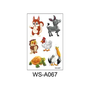 Neues Design Kinder Temporäre Hot Sale Großhandel Nette Cartoon Kunst Tiere Wasserdichte Körper Tattoo Aufkleber