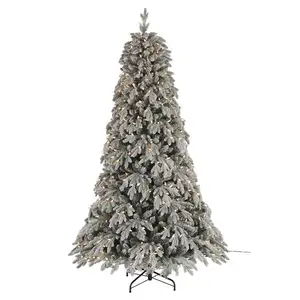 Arbre de Noël pré-éclairé floqué de neige de haute qualité PE PVC arbre de Noël décoration de vacances arbres avec lumières