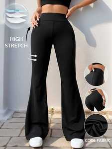 Women's Naked Solid Plus Size Yoga Pants American Style Micro-Horn High Waist Slimming Hip-Lifting Sports Fitness Casual Pants - Product Image 2