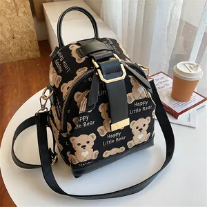 Luxury Brand Women Small Backpack Cotton And Pu Leather Backpacks For Teenager Girls