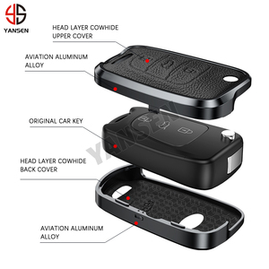 Housse de <span class=keywords><strong>clé</strong></span> en alliage d'aluminium YS pour ELANTRA Ix35 <span class=keywords><strong>I30</strong></span> Verna SONATA Étui de <span class=keywords><strong>clé</strong></span> en cuir - Product Image 4