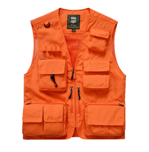 Gilet de sécurité antistatique en Oxford orange uni pour hommes, OEM |   Gilet tactique d'hiver durable pour l'extérieur, multi-poches, personnalisable - Product Image 1