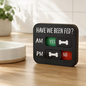 Letrero Colgante Creativo para Horarios de Comida, Tabla de Recordatorio <span class=keywords><strong>AM</strong></span>/<span class=keywords><strong>PM</strong></span> para Perros y Gatos, Tablero de Madera para Recordatorio de Alimentación de Mascotas - Product Image 1
