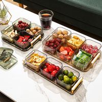 Plateau à collation de luxe personnalisé pour la maison, en osier, avec compartiments, pour fruits secs, boîte de rangement pour KTV, plateau à bonbons pour table basse de salon