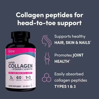Paquete OEM de Suplemento de Vitamina C y Biotina, Apoyo para la Elasticidad de la Piel, Tabletas de Colágeno Natural, Tabletas de Belleza para Cabello, Uñas y Articulaciones Saludables