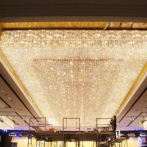 Lampadario di cristallo moderno LED per il <span class=keywords><strong>soffitto</strong></span> basso forma quadrata per le sale riunioni dell'hotel - Product Image 3