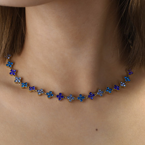 <span class=keywords><strong>Collana</strong></span> da Donna ZX con Fiore Smaltato Colorato in Acciaio Inossidabile Placcato Oro 18K, Resistente all'Ossidazione, <span class=keywords><strong>Collana</strong></span> a Quadrifoglio - Product Image 3