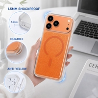 Coque de protection transparente anti-jaunissement 1,5 mm avec paillettes et chargement magnétique en TPU PC pour iPhone 18 17, prix d'usine, vente en gros