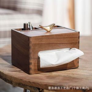 Caja de pañuelos de madera con almacenamiento para control remoto, adorno de escritorio para sala de estar - Product Image 2