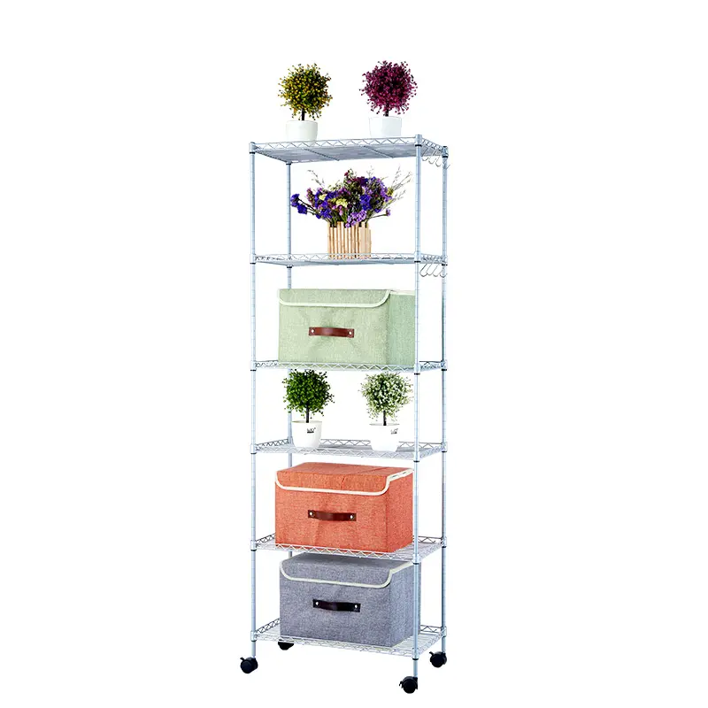 Hot Sale home storage   organization Item 6-tier Commercial Rack Indoor Household Multifunction Morden Holders Wire Shelving