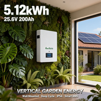 Baterai LiFePO4 24V 5kWh 25.6V 200Ah untuk Sistem Energi Surya yang Dipasang di Dinding