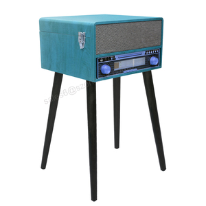 <span class=keywords><strong>Meuble</strong></span> tourne-disque en bois de style mid-century avec pieds, enregistrement <span class=keywords><strong>vinyle</strong></span> vers MP3 via USB, haut-parleur Bluetooth, système radio AM/FM - Product Image 5