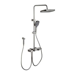 Juego de cabezal de ducha ajustable con presión, color gris bronce, redondo, con rociador presurizado, accesorios de baño - Product Image 1