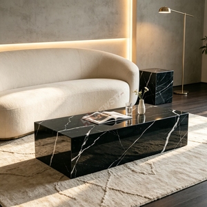 Wholesale Custom China Nero Margiua <b>Marble</b> Coffee <b>Table</b> Modern Plinth Side for Living Room - Product Image 1