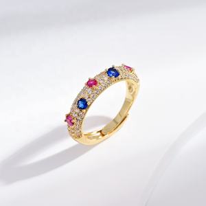 wholesale plata 925 <b>silver</b> cheap woman fashion <b>ring</b> personalized 14k 18k gold plated simple adjustable <b>stacking</b> zircon <b>rings</b> - Product Image 4