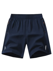 Dropshipping Short athlétique pour homme, polyester respirant à séchage rapide avec poches zippées et cordon de serrage, style sportif de couleur unie - Product Image 6