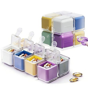 Boîte à pilules portable en forme de cube avec cordon, boîte à pilules multifonctionnelle de voyage, boîte organisatrice de pilules à 7 compartiments pour l'extérieur - Product Image 1