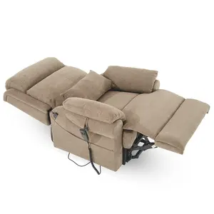 CJSmart Home Chaise élévatrice inclinable avec repose-pieds extra large et massage thermique à double moteur à réglage infini pour le dos et les repose-pieds