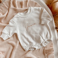 Barboteuse Bulle Personnalisée Lait avec Broderie Marron 100% Coton Bébé Enfant